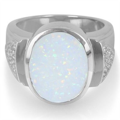 Weißer Opal-Herren-Silberring