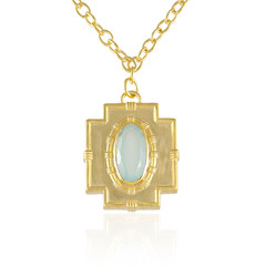 Aqua-Chalzedon-Messingcollier (Juwelo Style)