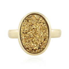 Goldener Glitzer-Achat-Silberring